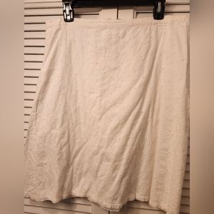 White midi skirt, gently worn, eyelet detail, Old Navy, size 10